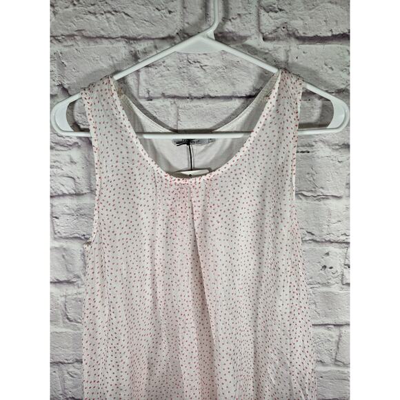 Tendenze Tank Top 100% Silk Blouse White Pink Polka Dot Sheer Silk NWT Med - Picture 6 of 8